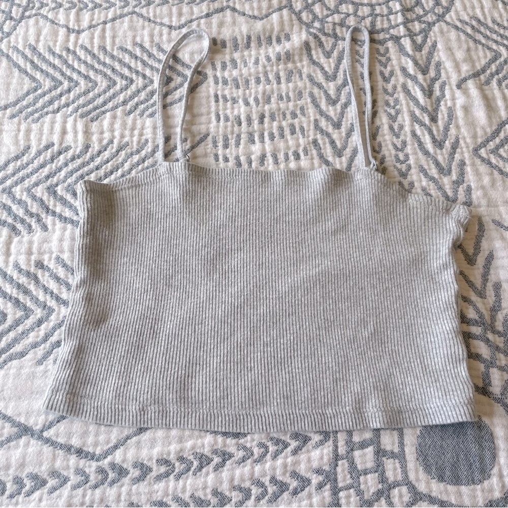 Aerie- Cropped light gray ribbed tank top, size S|P